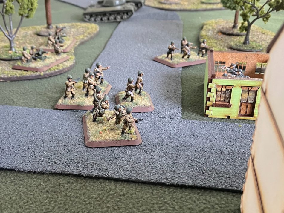 Storm Group about to assault German infantry in a building