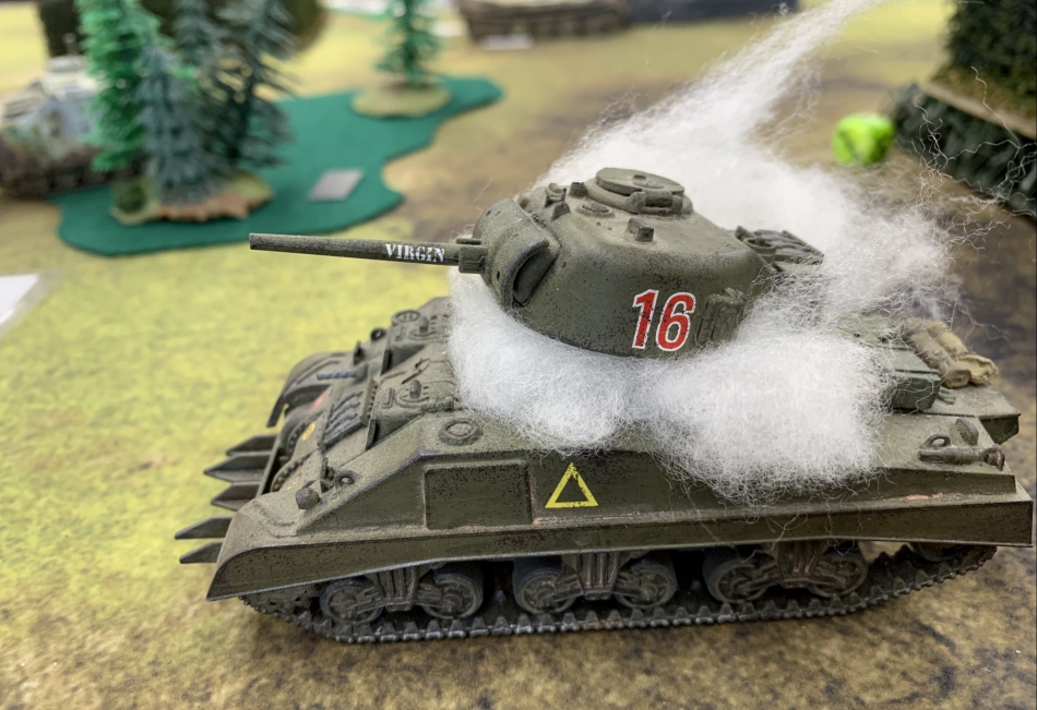 A destroyed Sherman Tank