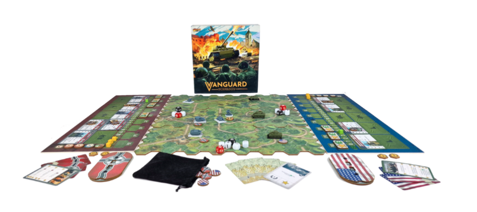 the vanguard normandy boardgame laid out ready to play