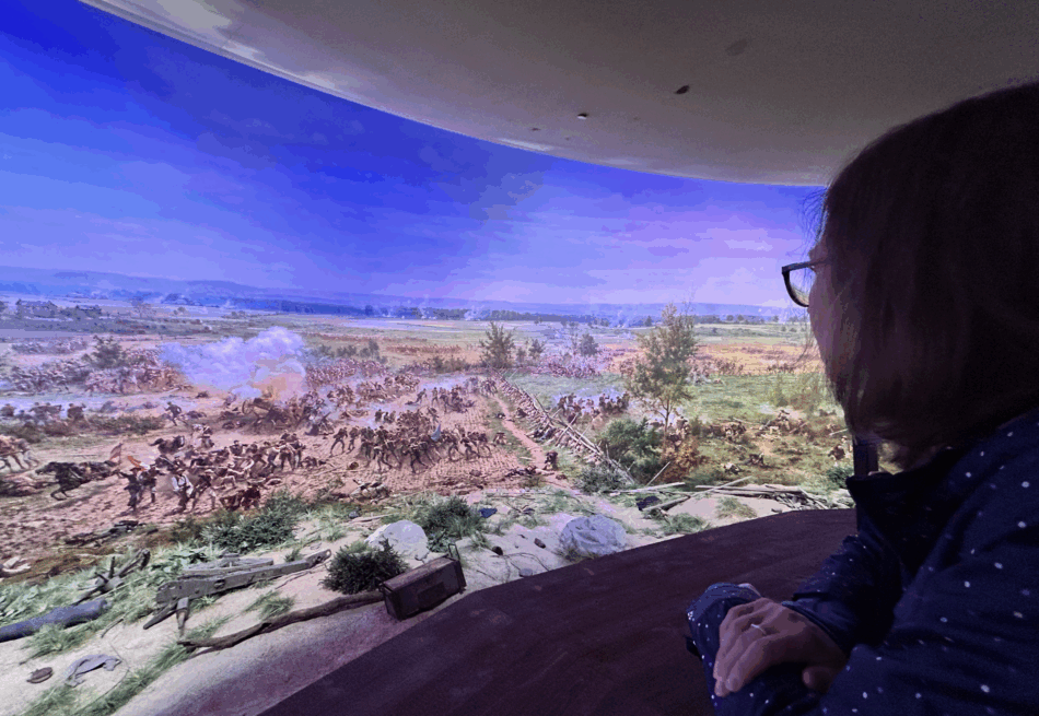 The 360 degree oil painting in the round, the Cyclorama, depicts the battle of Gettysburg