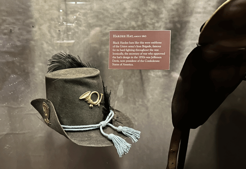 A hardee hat from the Iron Brigade on display at the NPS Museum