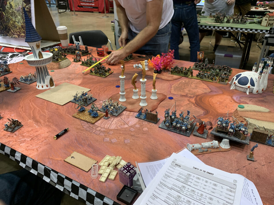 Two forces clash at a Kings of war tournament